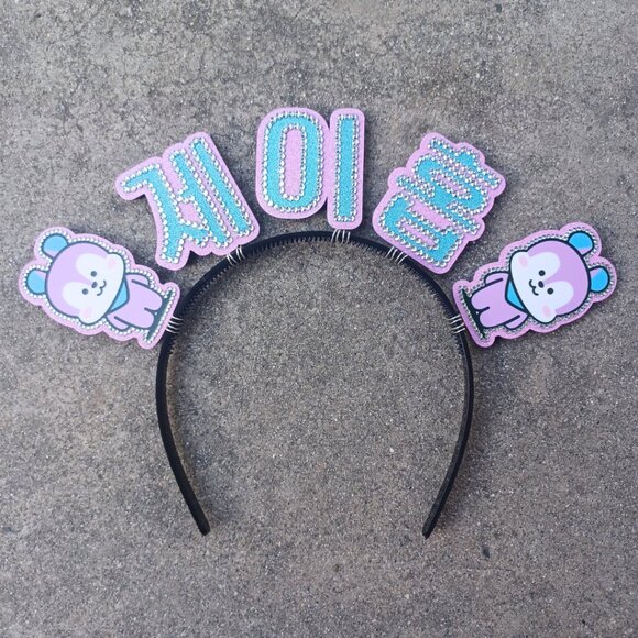 JHope BTS Headband KPOP Rhinestone Hair Banner Hangul Name Handmade main image 5